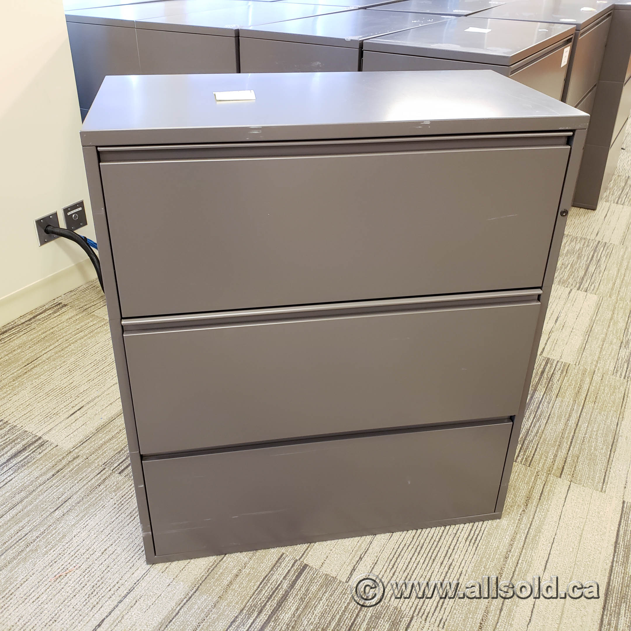 Dark Grey Meridian 3 Drawer Lateral File Locking Allsold.ca
